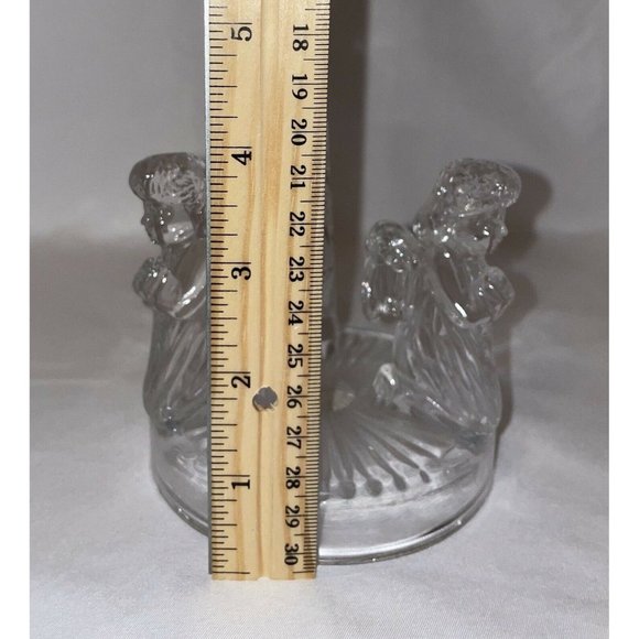 Vintage Three Praying Angels Crystal Clear Votive Candle Holder Made In Taiwan - Picture 8 of 8
